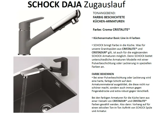 SCHOCK Kchenarmatur Daja Cristalite Basic Line Einhebelmischer Zugauslauf 120 schwenkbarer Auslauf