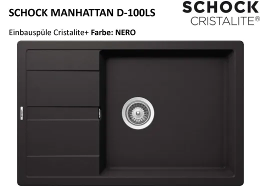 SCHOCK Kchensple Manhattan D-100LS Cristalite Granitsple / Einbausple Basic Line mit Drehexcenter