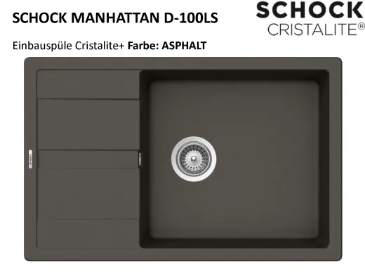 SCHOCK Kchensple Manhattan D-100LS Cristalite Granitsple / Einbausple Basic Line mit Drehexcenter