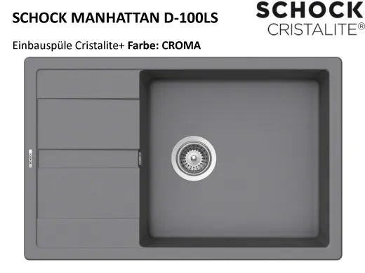 SCHOCK Kchensple Manhattan D-100LS Cristalite Granitsple / Einbausple Basic Line mit Drehexcenter