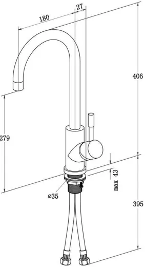 Villeroy & Boch Kchenarmatur Umbrella Einhebelmischer Anthracite (PVD) mit Festauslauf