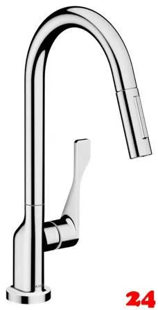 AXOR Kchenarmatur Citterio Chrom Einhebelmischer 250 mit Zugauslauf als Ausziehbrause Schwenkbereich einstellbar (39835000)