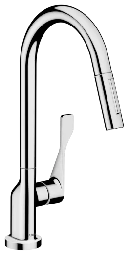 AXOR Kchenarmatur Citterio Chrom Einhebelmischer 250 mit Zugauslauf als Ausziehbrause Schwenkbereich einstellbar (39835000)
