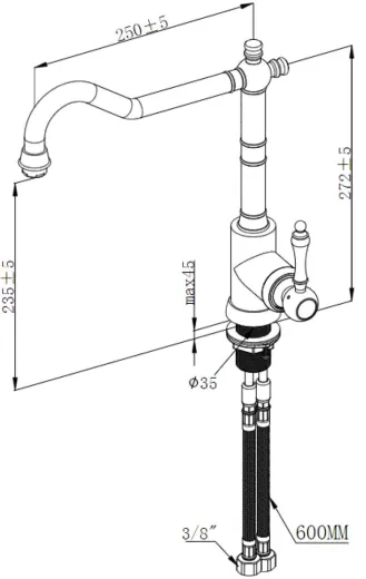 Villeroy & Boch Kchenarmatur Avia 2.0 Einhebelmischer Goldfarben (PVD) mit Festauslauf Nostalgieoptik