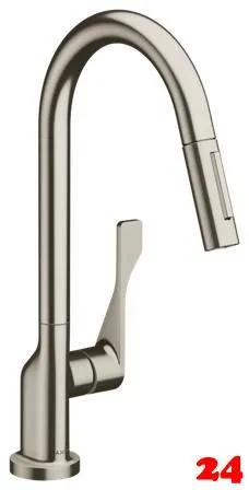 AXOR Kchenarmatur Citterio Edelstahl Finish Einhebelmischer 250 mit Zugauslauf als Ausziehbrause Schwenkbereich einstellbar (39835800)