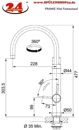 ✅ FRANKE Vital Festauslauf Schwarz matt / ESO Einhebelmischer mit 3-Stufen Kapsel Trinkwasserfiltersystem 360 schwenkbarer Auslauf