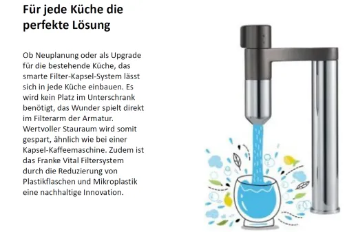 FRANKE Armatur Standalone Vital Chrom / Gun Metal 3-Stufen Kapsel Trinkwasserfiltersystem 360 schwenkbarer Auslauf