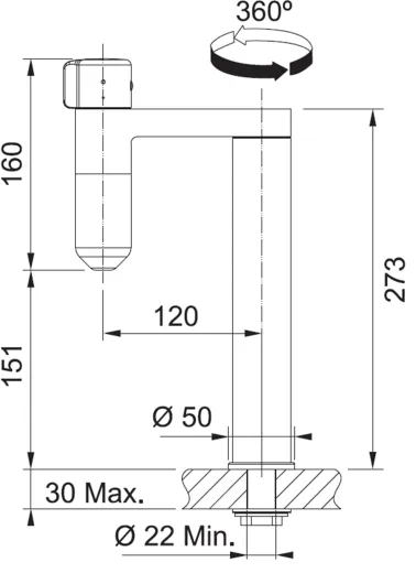 FRANKE Armatur Standalone Vital Schwarz matt / Edelstahloptik 3-Stufen Kapsel Trinkwasserfiltersystem 360 schwenkbarer Auslauf