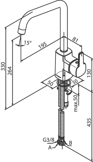 DAMIXA Kchenarmatur Pine Chrom Einhebelmischer mit Festauslauf