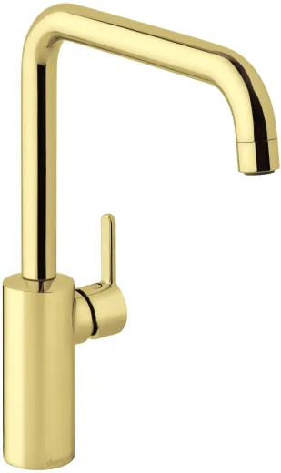 DAMIXA Kchenarmatur Silhouet Edelmessing poliert PVD Einhebelmischer mit Festauslauf