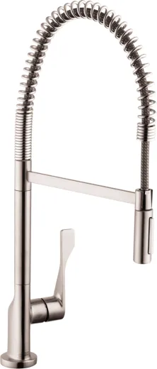 AXOR Kchenarmatur Citterio Semi Pro Edelstahl Finish Einhebelmischer 230 mit Pendelbrause als 2-Strahlbrause 360 schwenkbarer Auslauf (39840000)