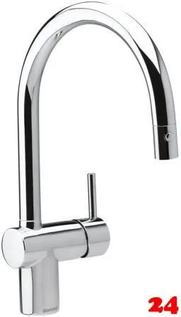 DAMIXA Kchenarmatur Merkur C-Auslauf Chrom Einhebelmischer mit Zugauslauf und Brausefunktion