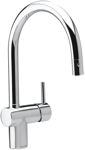 DAMIXA Kchenarmatur Merkur C-Auslauf Chrom Einhebelmischer mit Zugauslauf und Brausefunktion