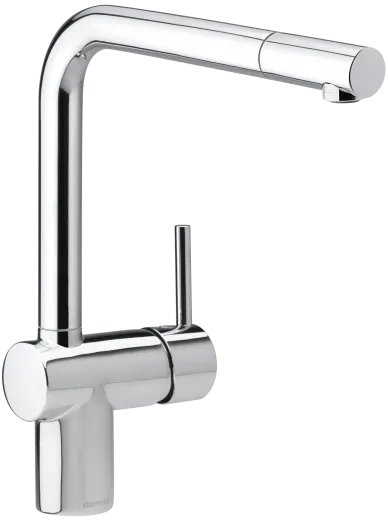 DAMIXA Kchenarmatur Merkur L-Auslauf Chrom Einhebelmischer mit Zugauslauf