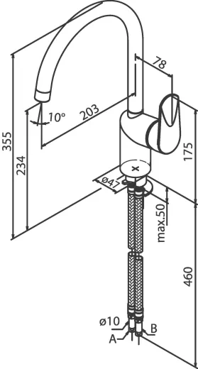 DAMIXA Kchenarmatur Clover C-Auslauf Chrom Einhebelmischer mit Festauslauf