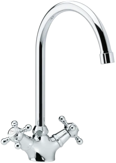 DAMIXA Kchenarmatur Tradition Classic C-Auslauf Chrom Zweigriffmischer in Nostalgieoptik