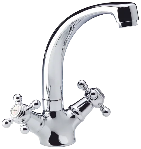 DAMIXA Kchenarmatur Tradition Classic L-Auslauf Chrom Zweigriffmischer in Nostalgieoptik