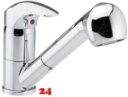 DAMIXA Kchenarmatur Space Chrom-SB Einhebelmischer mit Zugauslauf und Obenbedienung