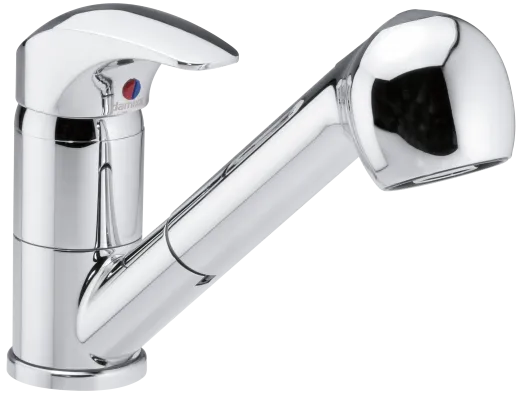 DAMIXA Kchenarmatur Space Chrom-SB Einhebelmischer mit Zugauslauf und Obenbedienung