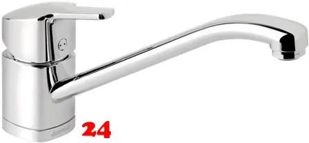 DAMIXA Kchenarmatur Pine Chrom Einhebelmischer mit Festauslauf und Obenbedienung