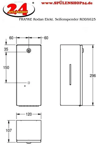 KWC PROFESSIONAL Rodan Elektronischer Desinfektionsspender RODX627H Aufputzmontage opto-elektronisch gesteuerte Sensorik (2030062868)