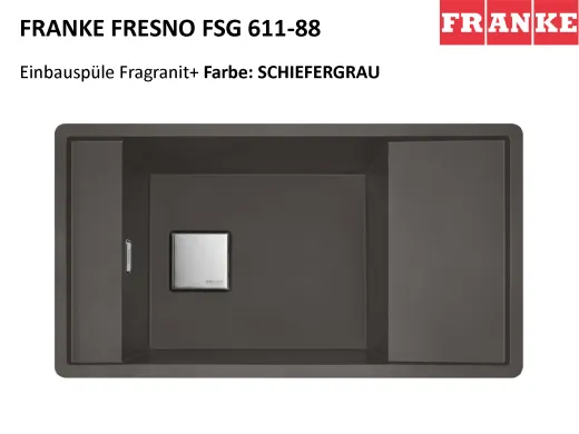 FRANKE Kchensple Fresno FSG 611 Fragranit+ Einbausple / Granitsple mit Siebkorb als Druckknopfventil