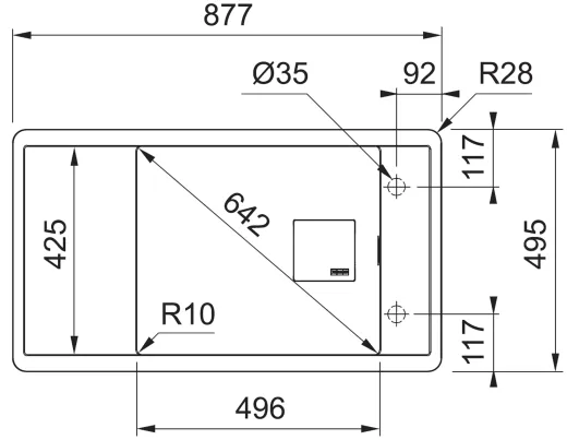 FRANKE Kchensple Fresno FSG 611 Fragranit+ Einbausple / Granitsple mit Siebkorb als Druckknopfventil