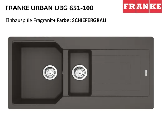 FRANKE Kchensple Urban UBG 651 Fragranit+ Einbausple / Granitsple mit Siebkorb als Drehknopfventil