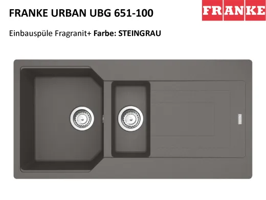 FRANKE Kchensple Urban UBG 651 Fragranit+ Einbausple / Granitsple mit Siebkorb als Drehknopfventil