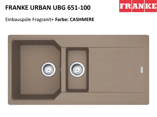 FRANKE Kchensple Urban UBG 651 Fragranit+ Einbausple / Granitsple mit Siebkorb als Drehknopfventil