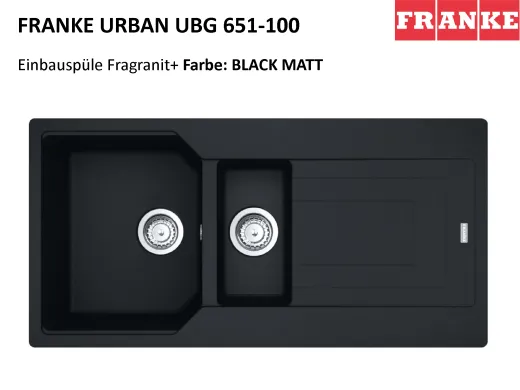 FRANKE Kchensple Urban UBG 651 Fragranit+ Einbausple / Granitsple mit Siebkorb als Drehknopfventil