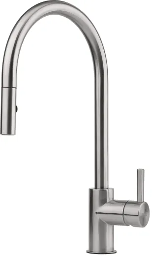 FRANKE Kchenarmatur Eos Neo Einhebelmischer Edelstahl massiv mit Auszugsbrause Pull-Down-Spray 180 schwenkbarer Auslauf