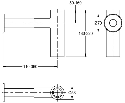 KWC PROFESSIONAL Waschbecken-Siphon XINX140 Messing verchromt passend zu "Beauty Wash" Waschtischen