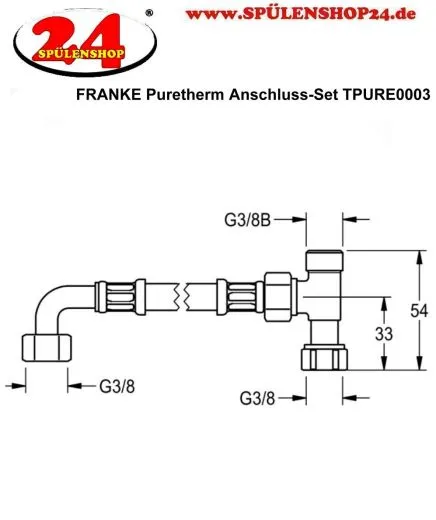 KWC PROFESSIONAL Puretherm Anschluss-Set ZPURE0003 passend Puretherm Untertisch Thermostat