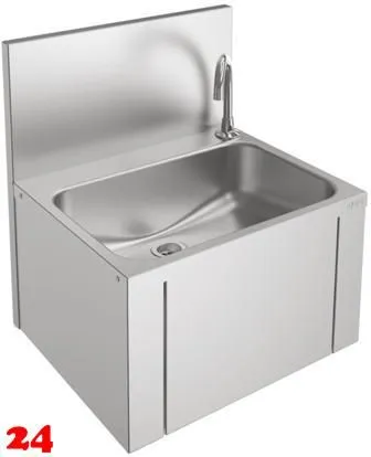 KWC PROFESSIONAL Anima Einzelwaschtisch ANMX206 fr Wandmontage fugenlos eingeschweites Becken ohne berlauf mit Knie- oder Hftbettigung