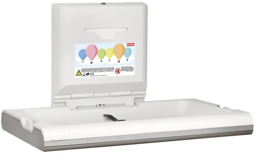 KWC PROFESSIONAL CAMBRINO Baby-Wickeltisch horizontal CAMB11HS mit Frontplatte aus Edelstahl fr die Wandmontage und klappbar