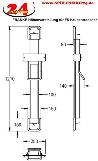 KWC PROFESSIONAL H�henverstellung ACDR0003 f�r F5 Hauben-Haartrockner zur Wandmontage Farbe Perlenzian