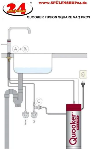 ✅ QUOOKER FUSION Square VAQ PRO3 Einhebelmischer Messing Patina & 100C Armatur Kochendwasserhahn (PRO3FNSPTB)