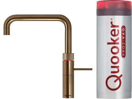 ✅ QUOOKER FUSION Square VAQ PRO3 Einhebelmischer Messing Patina & 100C Armatur Kochendwasserhahn (PRO3FNSPTB)