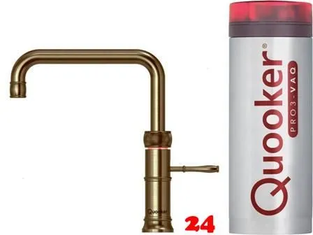 QUOOKER CLASSIC FUSION Square VAQ PRO3 Einhebelmischer Messing Patina & 100C Armatur Nostalgieoptik (PRO3CFNSPTB)