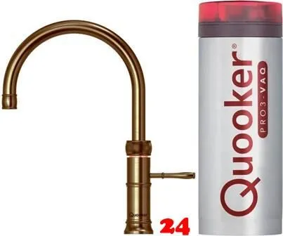 QUOOKER CLASSIC FUSION Round VAQ PRO3 Einhebelmischer Messing Patina & 100C Armatur Nostalgieoptik (PRO3CFNRPTB)
