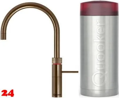 QUOOKER FUSION Round Combi B Einhebelmischer Messing Patina & 100C Armatur Kochendwasserhahn (COMBIFNRPTB)