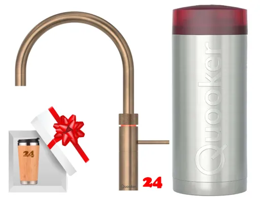 QUOOKER FUSION Round Combi B Einhebelmischer Messing Patina & 100�C Armatur Kochendwasserhahn (COMBIFNRPTB)