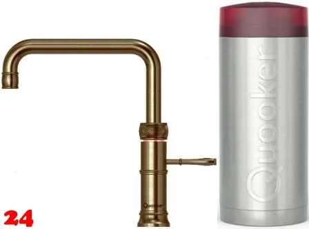 QUOOKER CLASSIC FUSION Square Messing Patina Combi (+) B Einhebelmischer & 100C Armatur Nostalgieoptik (COMBI+CFNSPTB)