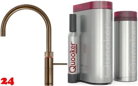QUOOKER FUSION Round Messing Patina VAQ PRO3 mit CUBE 2 *Der Wasserhahn, der alles kann! (PRO3FNRPTBCUBE)