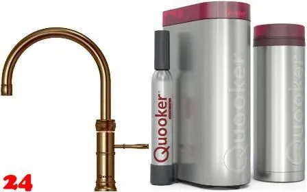 QUOOKER CLASSIC FUSION Round Messing Patina VAQ PRO3 mit CUBE 2 *Der Wasserhahn, der alles kann! Nostalgieoptik (PRO3CFNRPTBCUBE)
