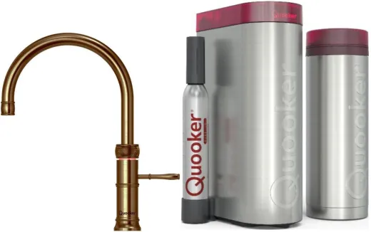 QUOOKER CLASSIC FUSION Round Messing Patina VAQ PRO3 mit CUBE 2 *Der Wasserhahn, der alles kann! Nostalgieoptik (PRO3CFNRPTBCUBE)