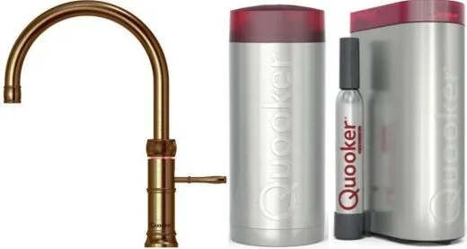 QUOOKER CLASSIC FUSION Round Messing Patina COMBI B mit CUBE 2 *Der Wasserhahn, der alles kann! Nostalgieoptik (COMBICFNRPTBCUBE)