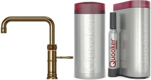 QUOOKER CLASSIC FUSION Square Messing Patina COMBI (+) B mit CUBE 2 *Der Wasserhahn, der alles kann! Nostalgieoptik (COMBI+CFNSPTBCUBE)