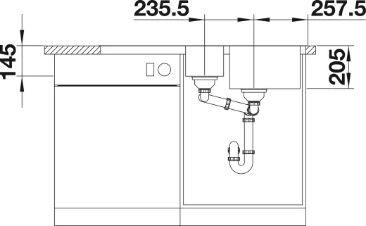 BLANCO Kchensple Classimo 6 S-IF Edelstahlsple / Einbausple Flachrand mit Ablaufsystem InFino und PushControl